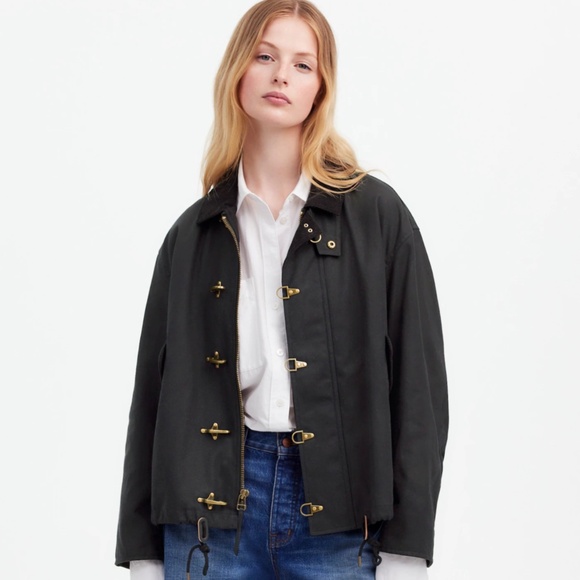 New Madewell x Alpha Industries Size XL Waxed Cotton Car Coat Black $265 NS730